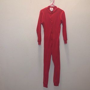 Milton Funwear red butt flap long sleeve button down longjohn pajamas
